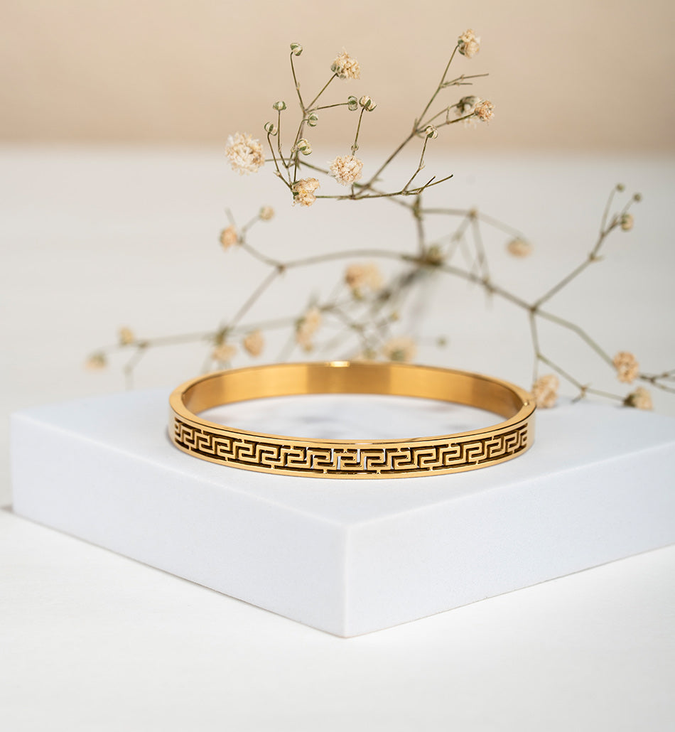 Greek Key Pattern Bangle Bracelet
