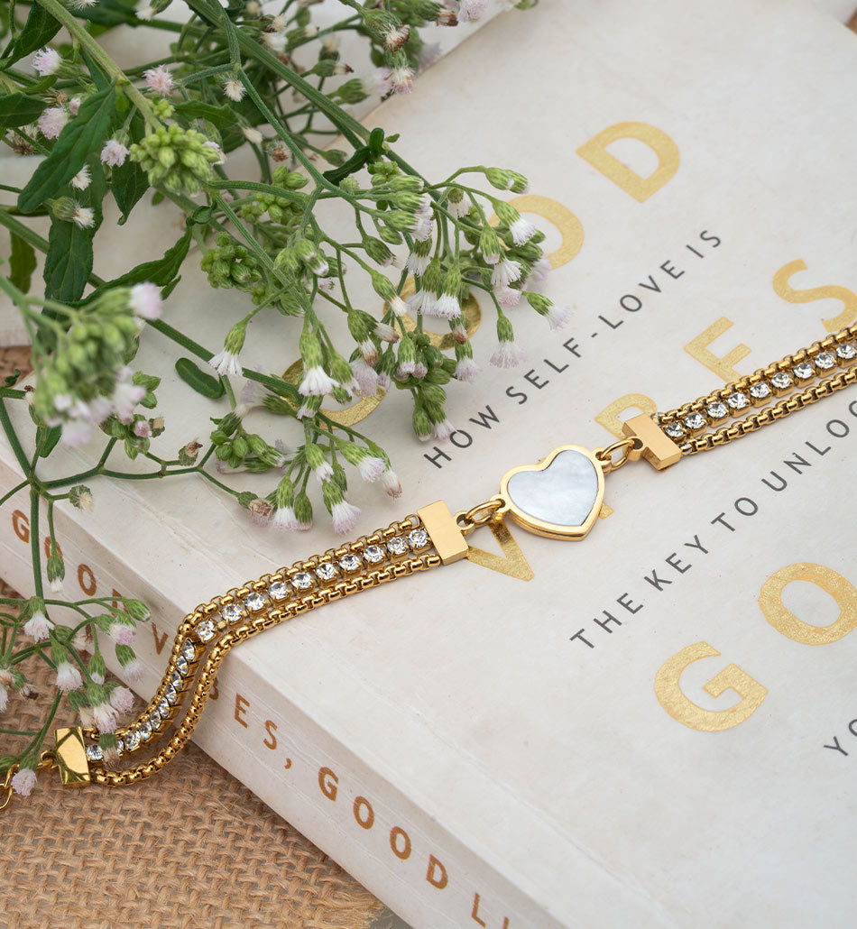 Crystal Heart Charm Bracelet