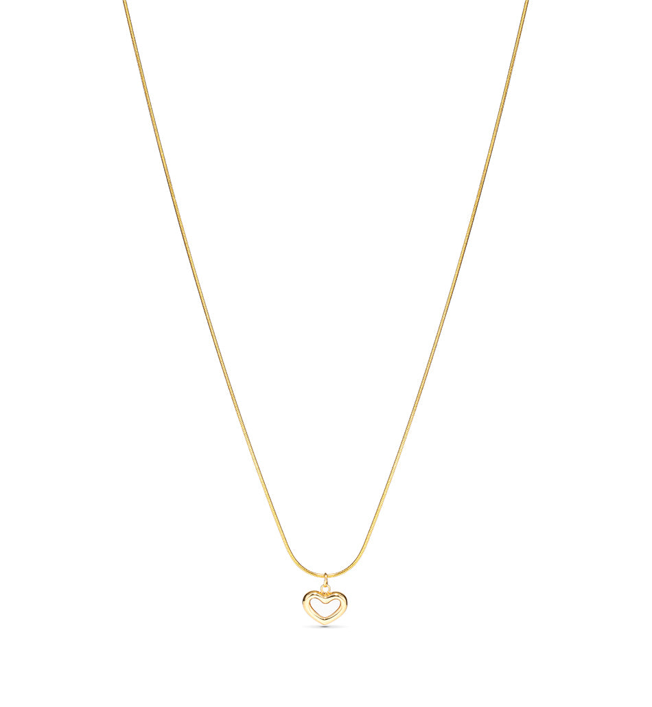 Golden Heart Enamel Pendant Necklace
