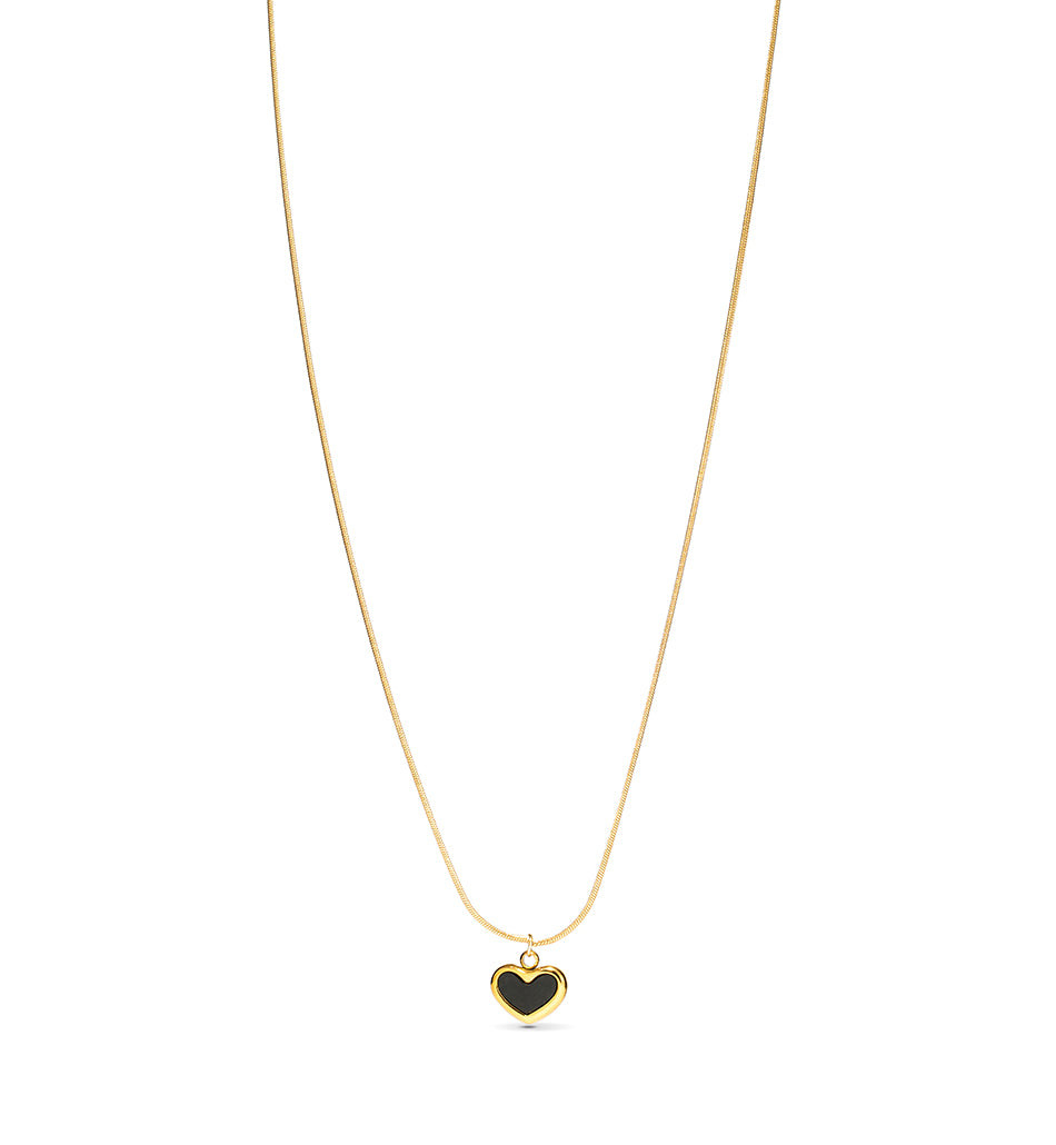 Elegant Black Heart Gold Pendant Necklace