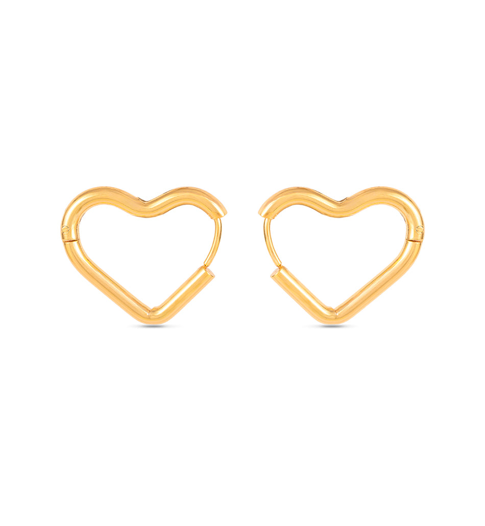 Gold Plated Heart Hoop Earrings