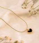 Elegant Black Heart Gold Pendant Necklace