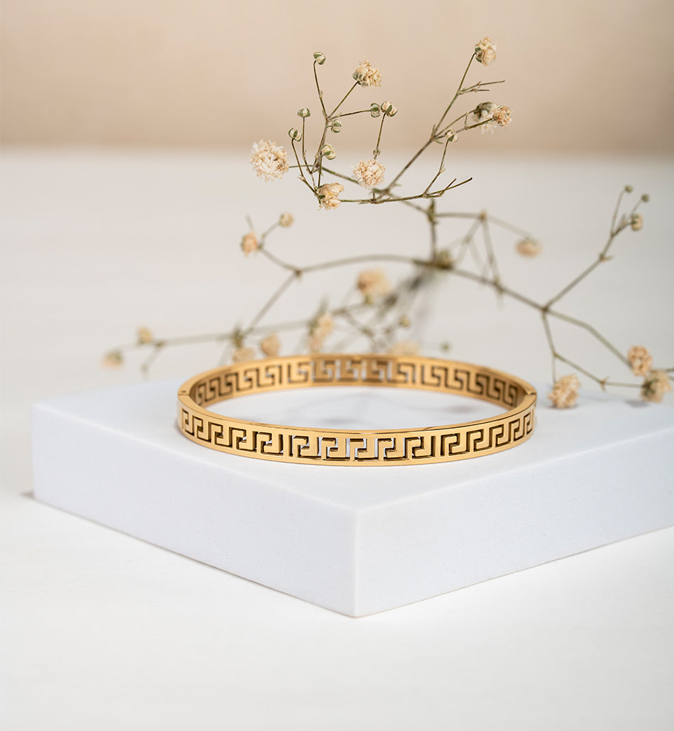 Classic Greek Key Bangle Bracelet