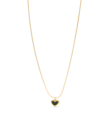 Elegant Black Heart Gold Pendant Necklace