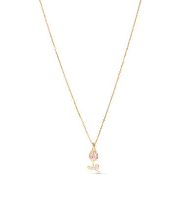 Golden Rose Blossom Pendant Necklace